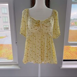 AE Yellow Floral Babydoll Top